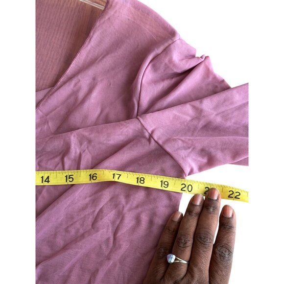 Connected Apparel  Pink Tie Front Open Shrug Cardigan Crop Sheer Long Sleeve NWT - Picture 8 of 9